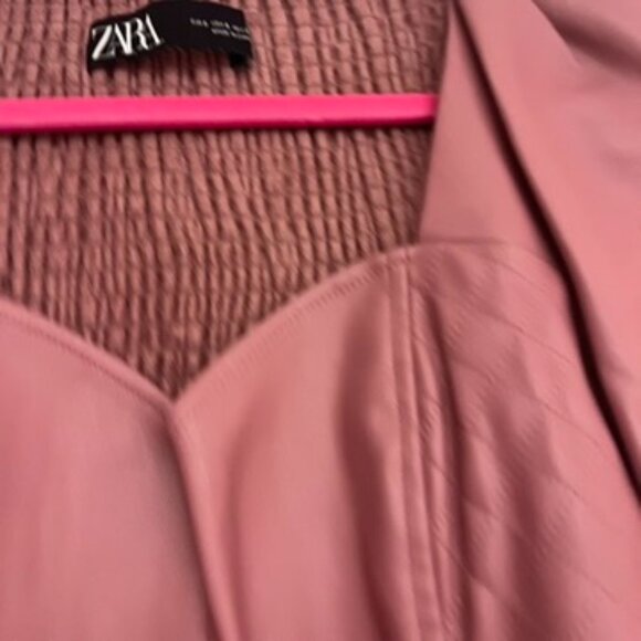 NWOT Zara Leather Blouse, Pink, Size S - Picture 3 of 7